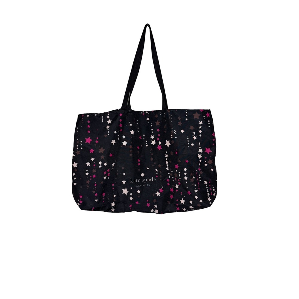Kate Spade New York Star Print Reusable Tote Bag Black Pink Celestial Shopper